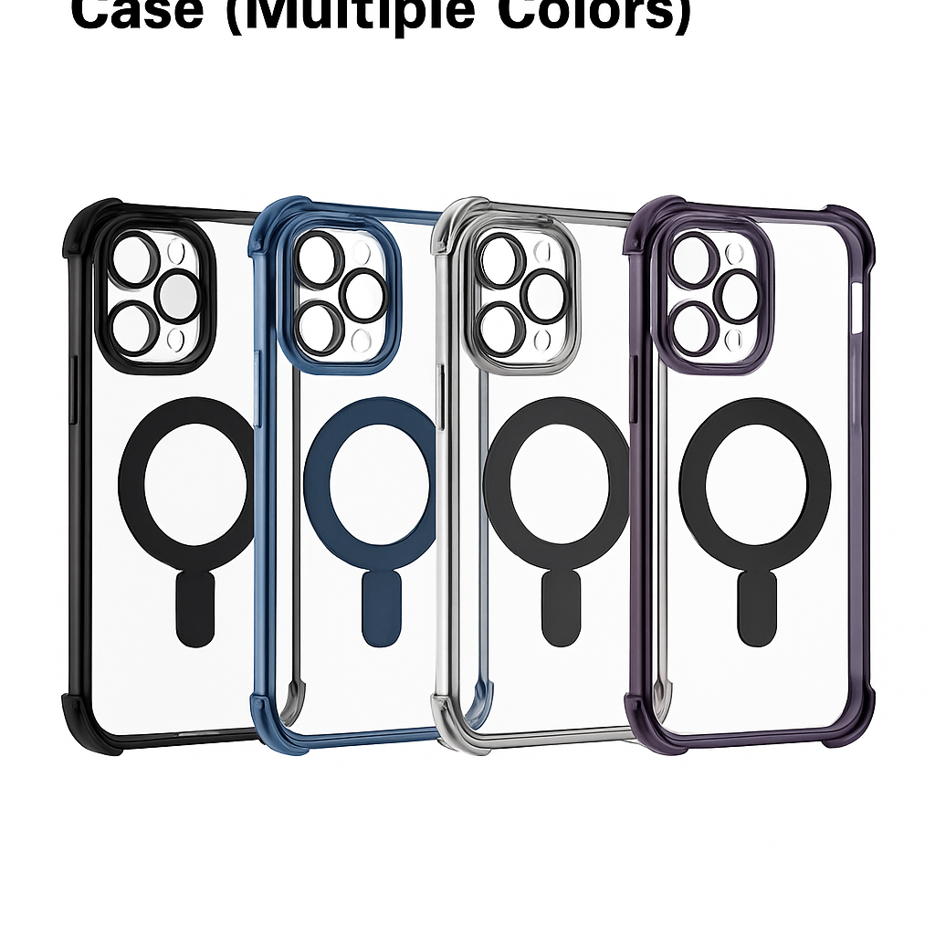 iPhone 15 Pro Max Plating Magnetic Ring Stand TPU Clear Case MIKES DISCOUNT ELECTRONICS