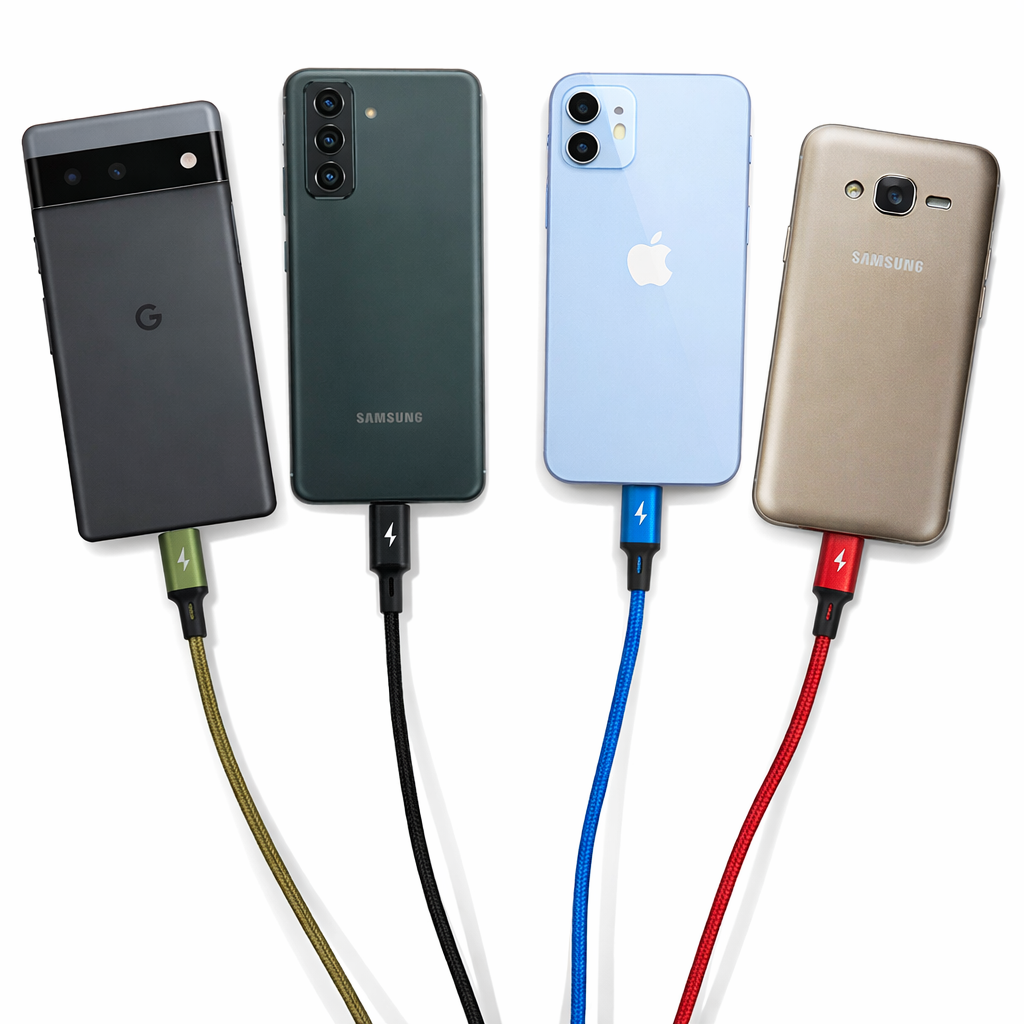 4-in-1 Universal Charging Cable – USB-A Multi Connector (USB-C / 8-Pin / Micro-USB / DC)