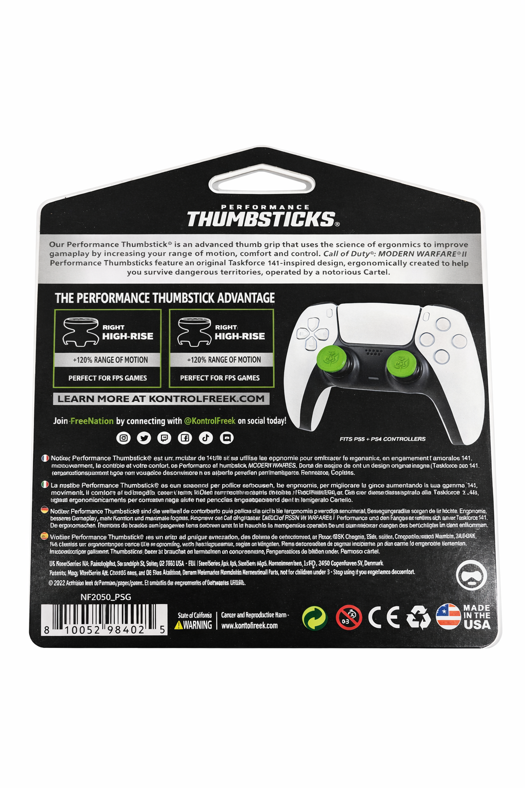 KontrolFreek Call of Duty® MWII Performance Thumbsticks – PS5 & PS4 (Green, High-Rise)