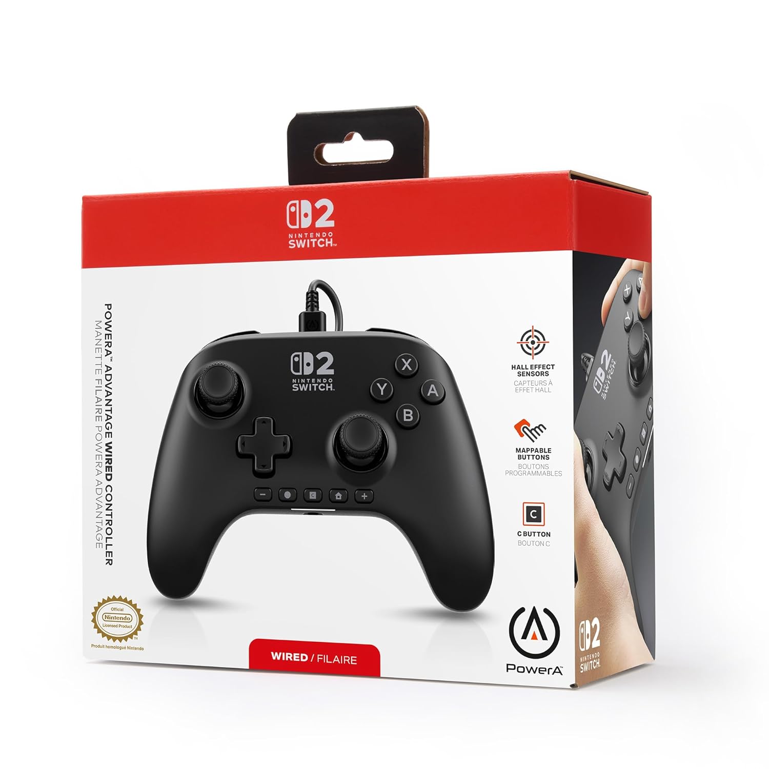 PowerA Advantage Wired Controller for Nintendo Switch box, showcasing pro-level design and zero lag performance.