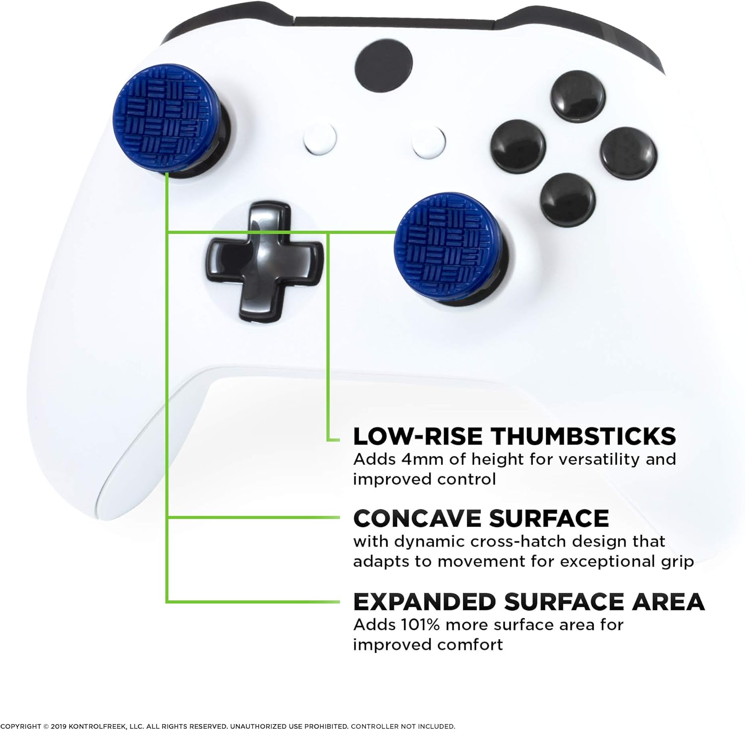 KontrolFreek Omni Performance Thumbsticks for Xbox One & Xbox Series X|S – Low-Rise Precision Grip (Blue)