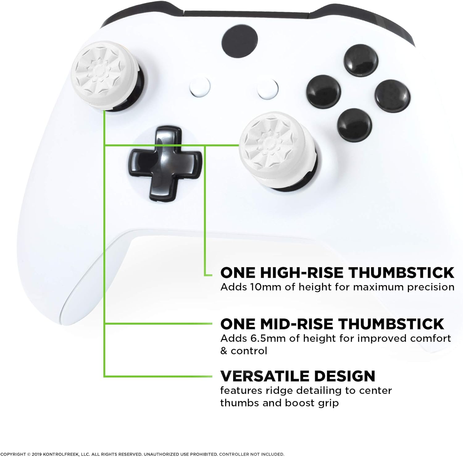 KontrolFreek FPS Freek Galaxy thumbsticks for Xbox Series S|X with high-rise and mid-rise thumbstick features.