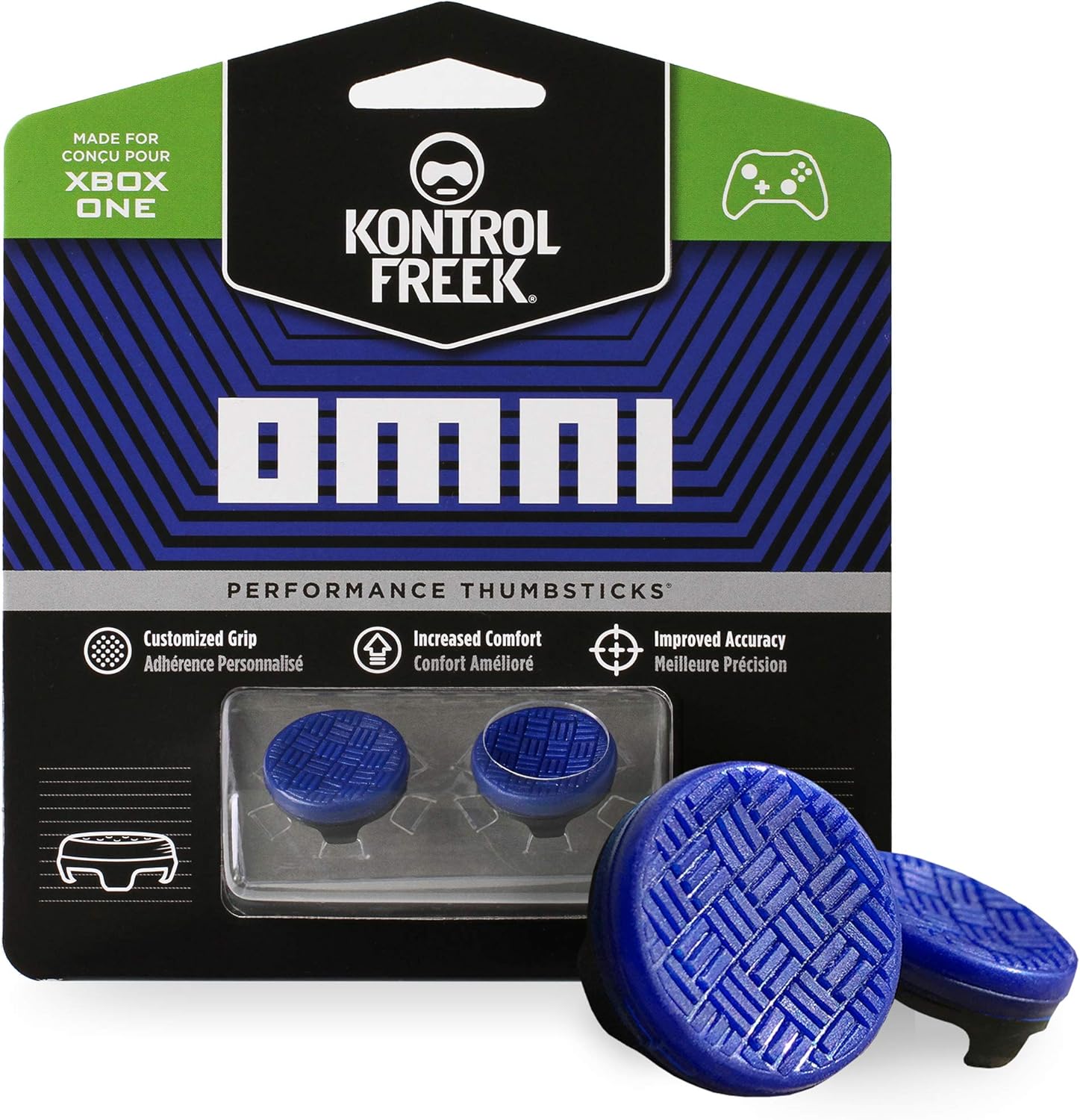 KontrolFreek Omni Performance Thumbsticks for Xbox One & Xbox Series X|S – Low-Rise Precision Grip (Blue)