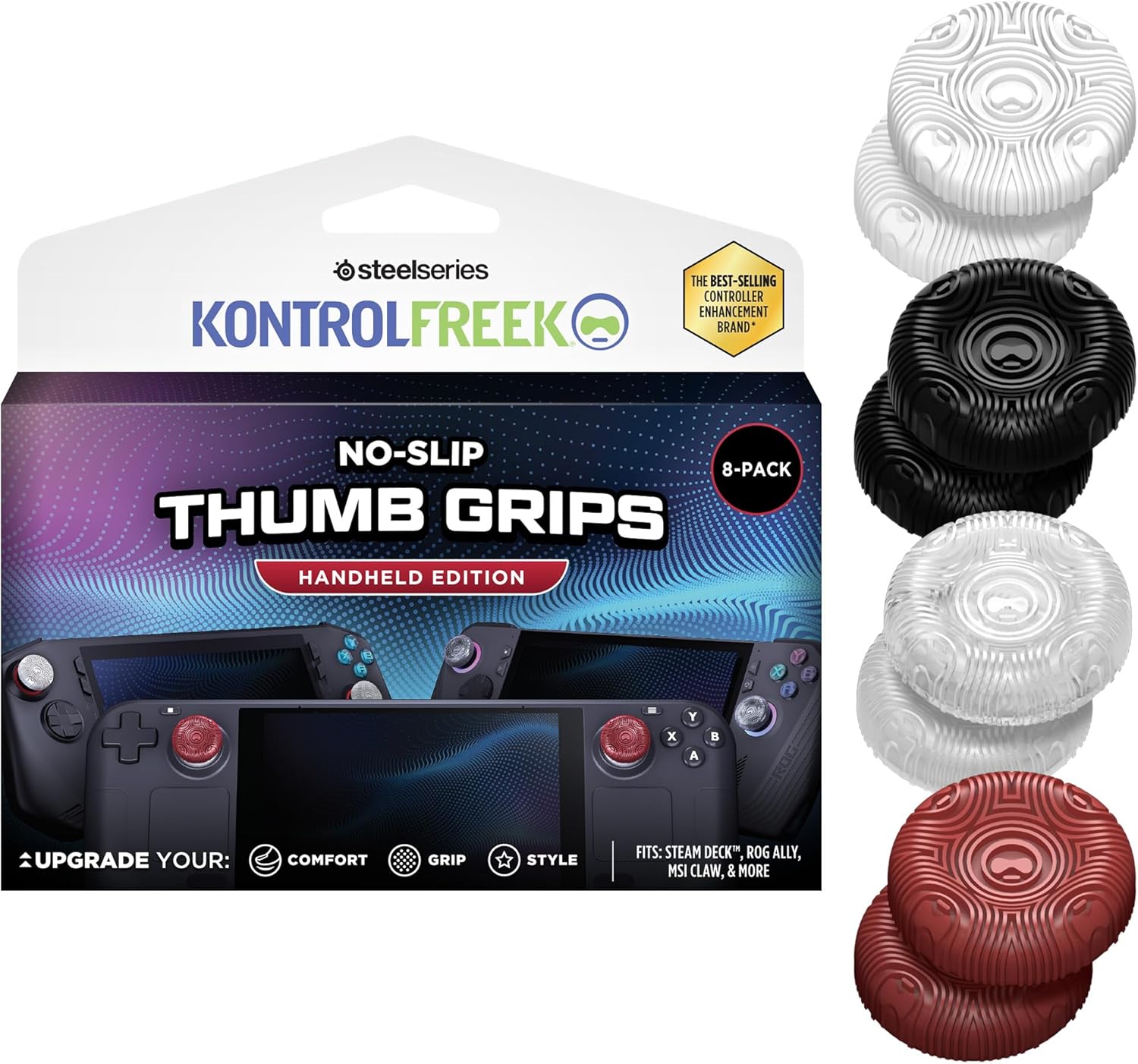 KontrolFreek No-Slip Thumb Grips Handheld Edition (8-Pack) – Comfort & Precision for Steam Deck, ROG Ally & Handheld Gaming