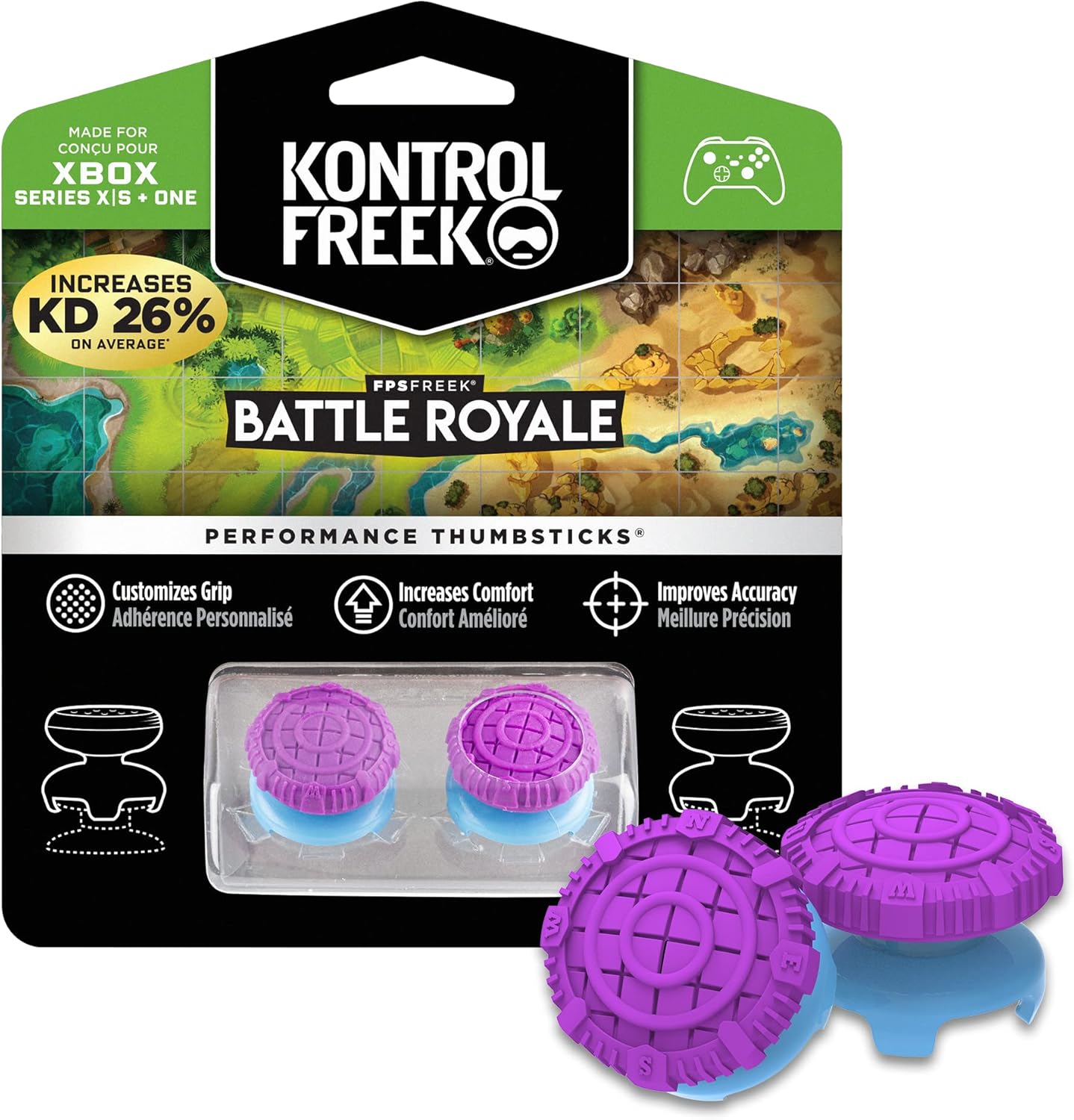 KontrolFreek FPS Freek Battle Royale Performance Thumbsticks for Xbox Series X|S & Xbox One – High-Rise Precision Grip Purple