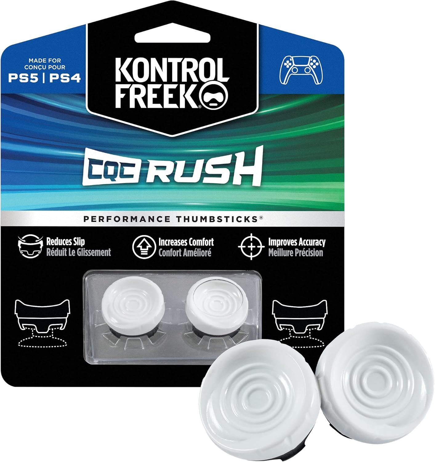 KontrolFreek CQC Rush thumbsticks PS5 PS4 in packaging, designed for improved comfort and control while gaming.