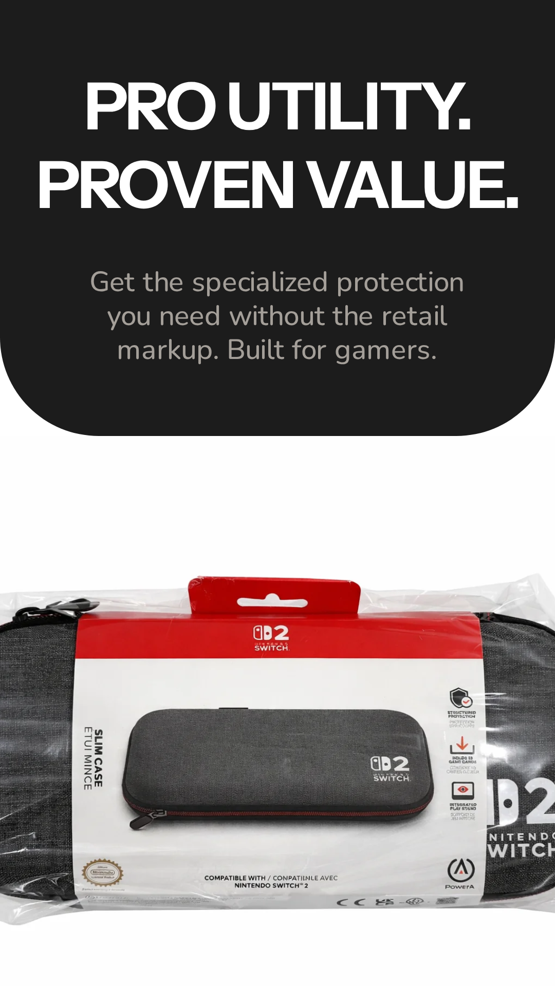 PowerA Slim Case for Nintendo Switch 2 - Dark Heather Grey