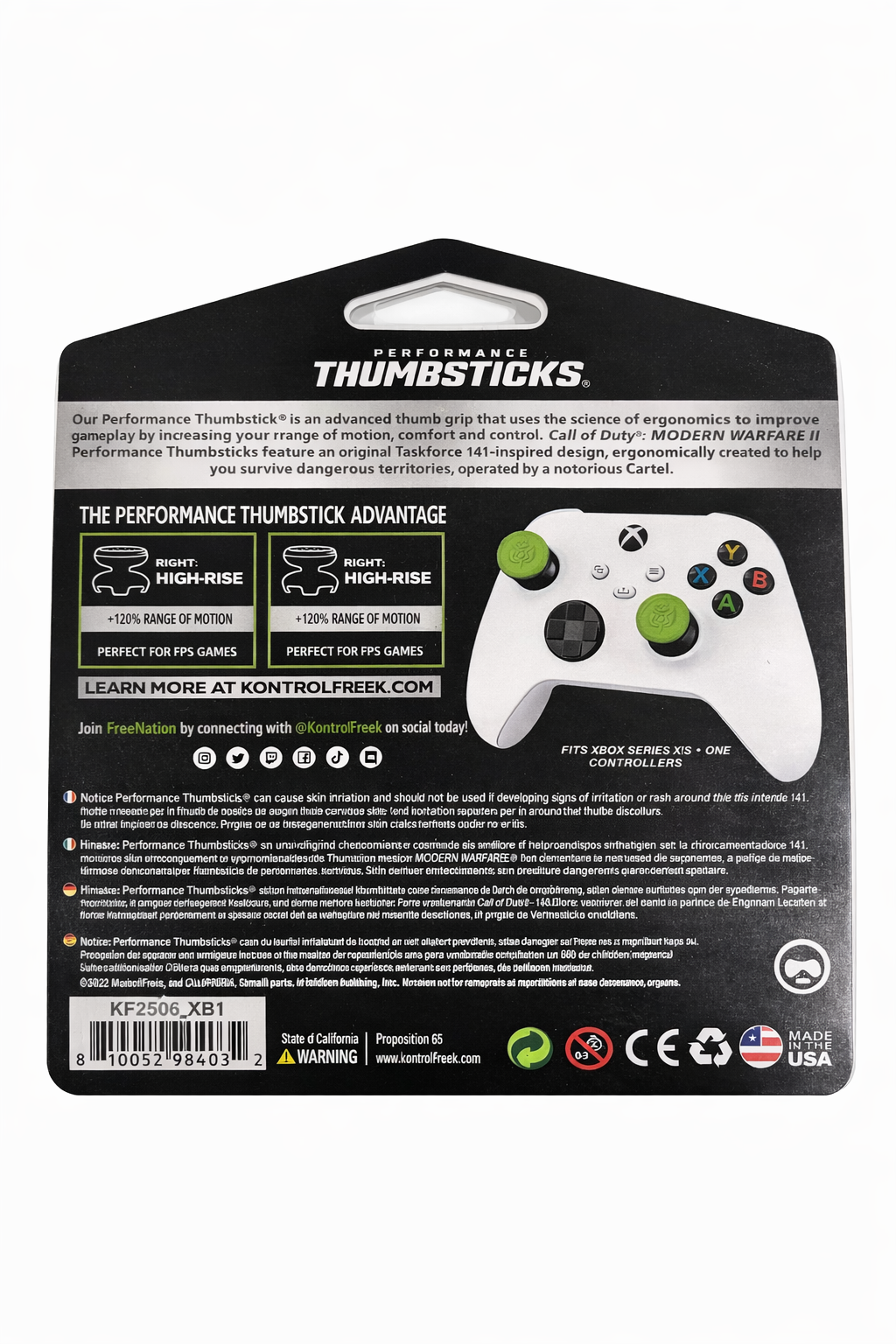 KontrolFreek Call of Duty® MWII Performance Thumbsticks – Xbox Series X|S & Xbox One (Green, High-Rise