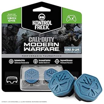 KontrolFreek Call of Duty Modern Warfare Performance Thumbsticks for Xbox One and Xbox Series X | 2 Mid-Rise, Convex | Blue