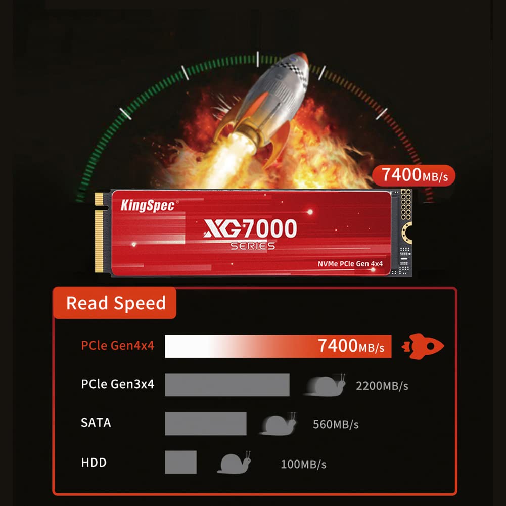 KingSpec XG7000 NVMe SSD PCIe 4.0 7400MB/s High-Speed Storage