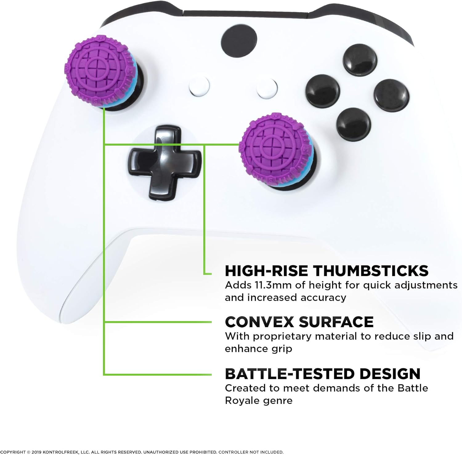 KontrolFreek FPS Freek Battle Royale Performance Thumbsticks for Xbox Series X|S & Xbox One – High-Rise Precision Grip Purple