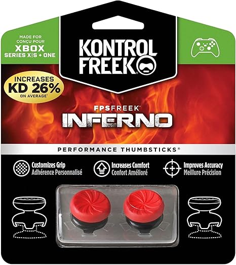 Xbox Pulse Red Controller + KontrolFreek Inferno Thumbsticks Bundle Series X|S One MIKES DISCOUNT ELECTRONICS