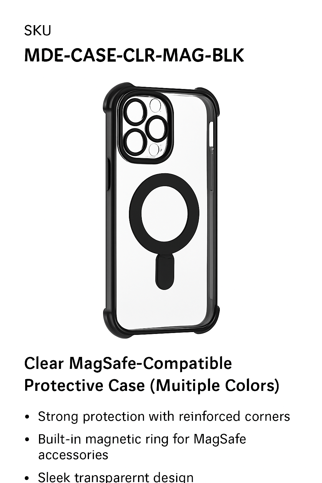 iPhone 15 Pro Max Plating Magnetic Ring Stand TPU Clear Case MIKES DISCOUNT ELECTRONICS
