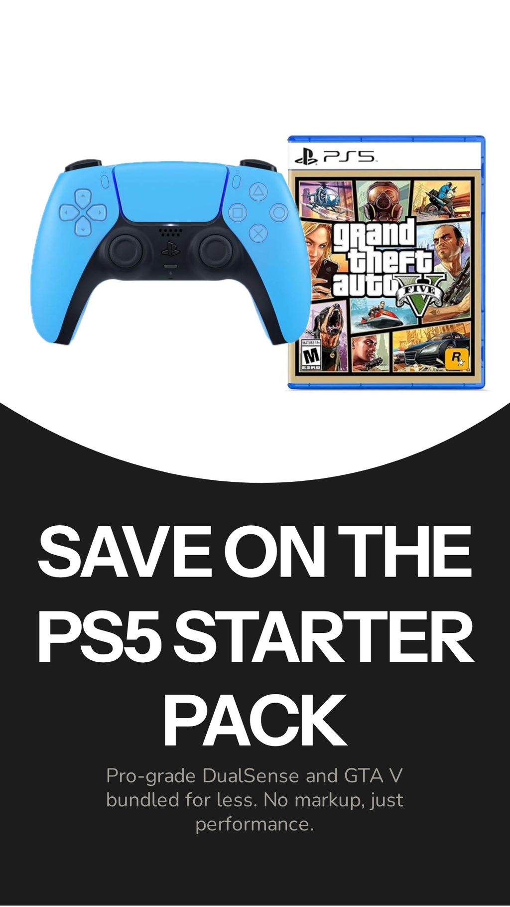 PS5 Controller + Grand Theft Auto V Bundle (DualSense + GTA 5 for PlayStation 5)
