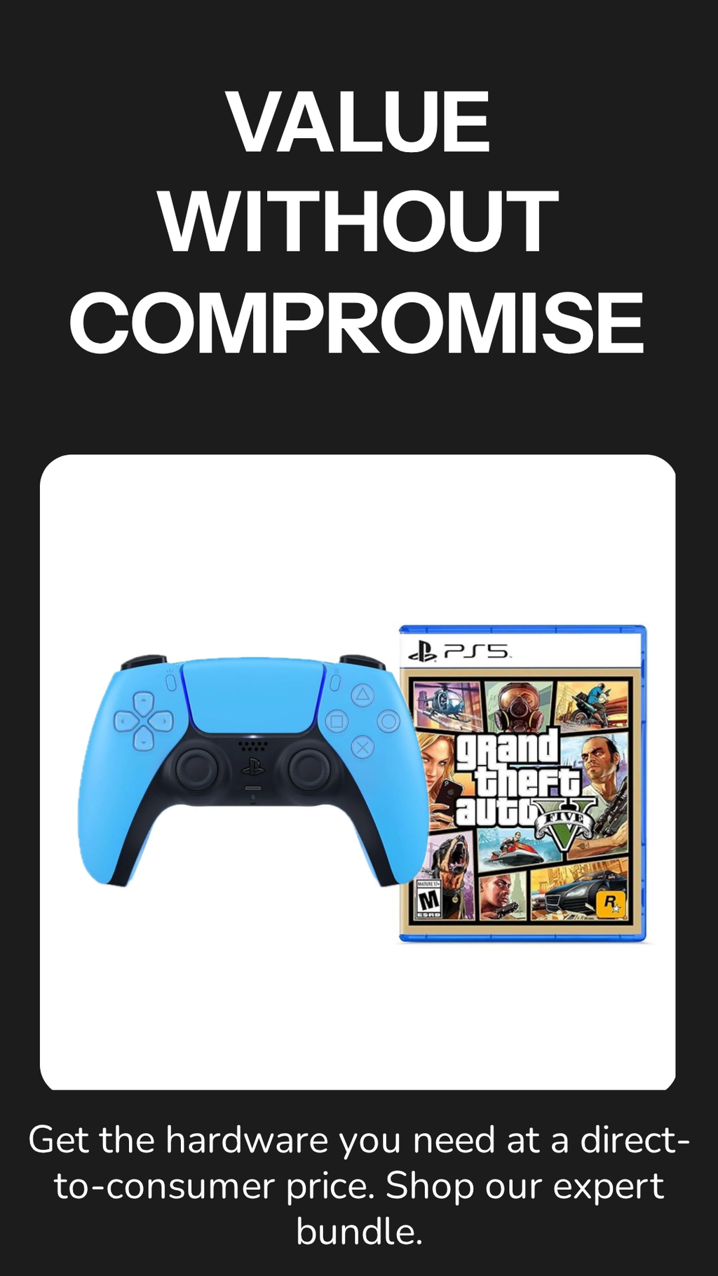 PS5 Controller + Grand Theft Auto V Bundle (DualSense + GTA 5 for PlayStation 5)