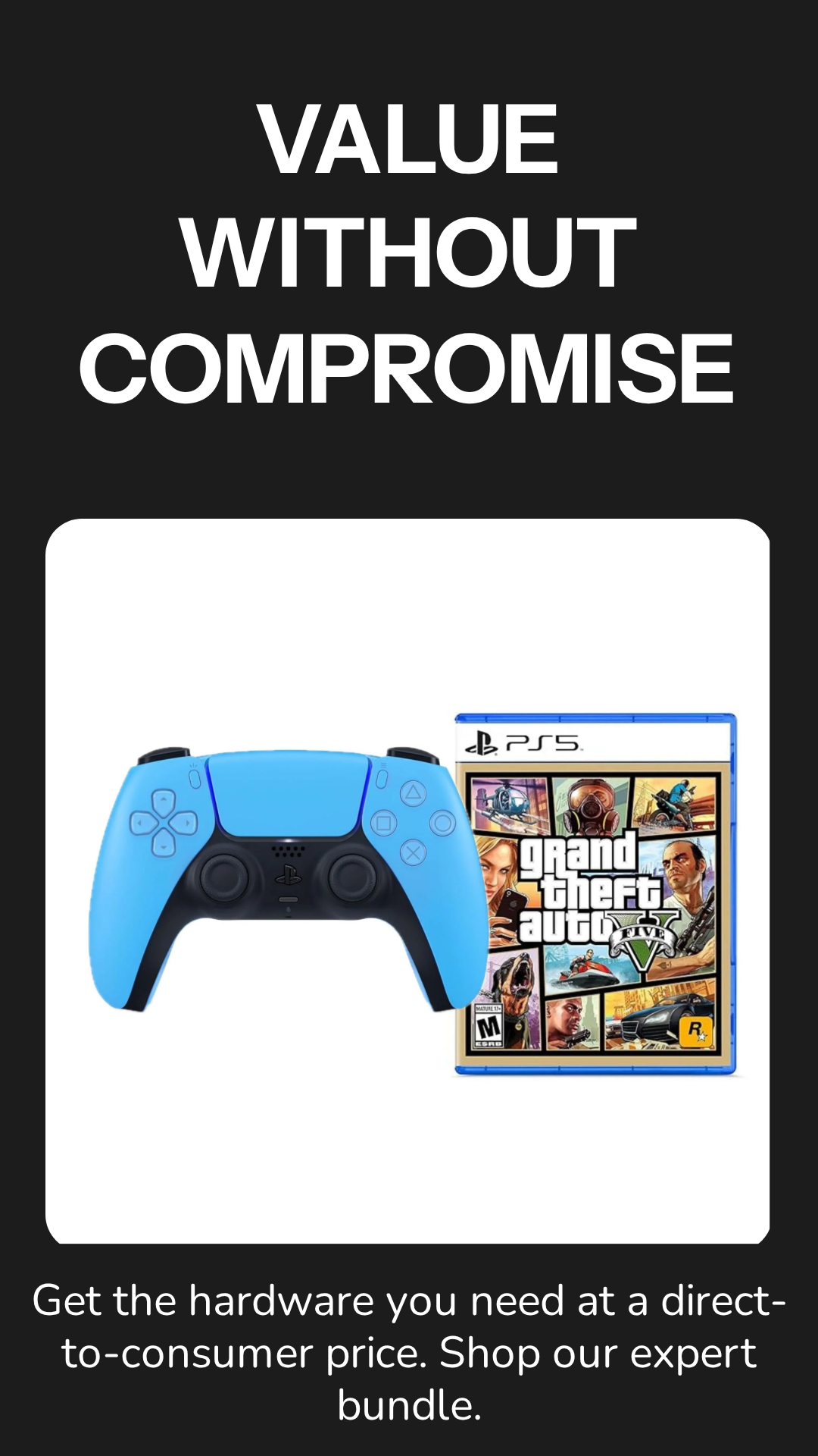 PS5 Controller + Grand Theft Auto V Bundle (DualSense + GTA 5 for PlayStation 5)