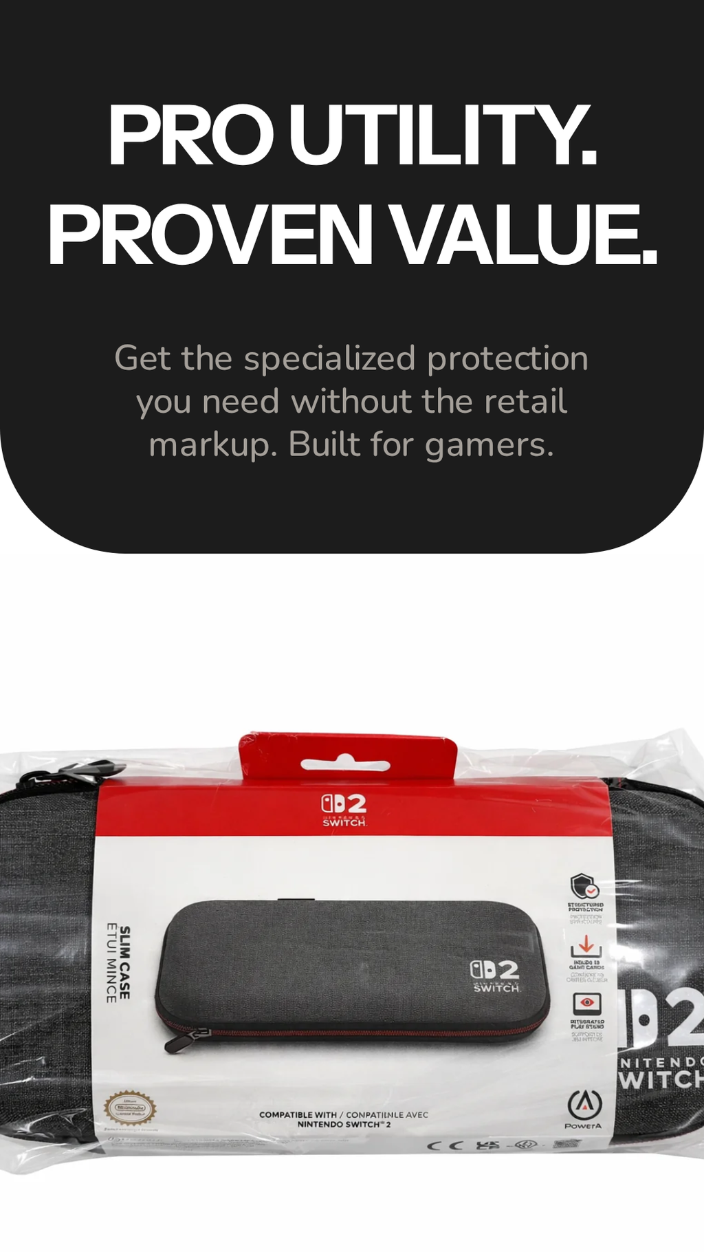 PowerA Slim Case for Nintendo Switch 2 - Dark Heather Grey