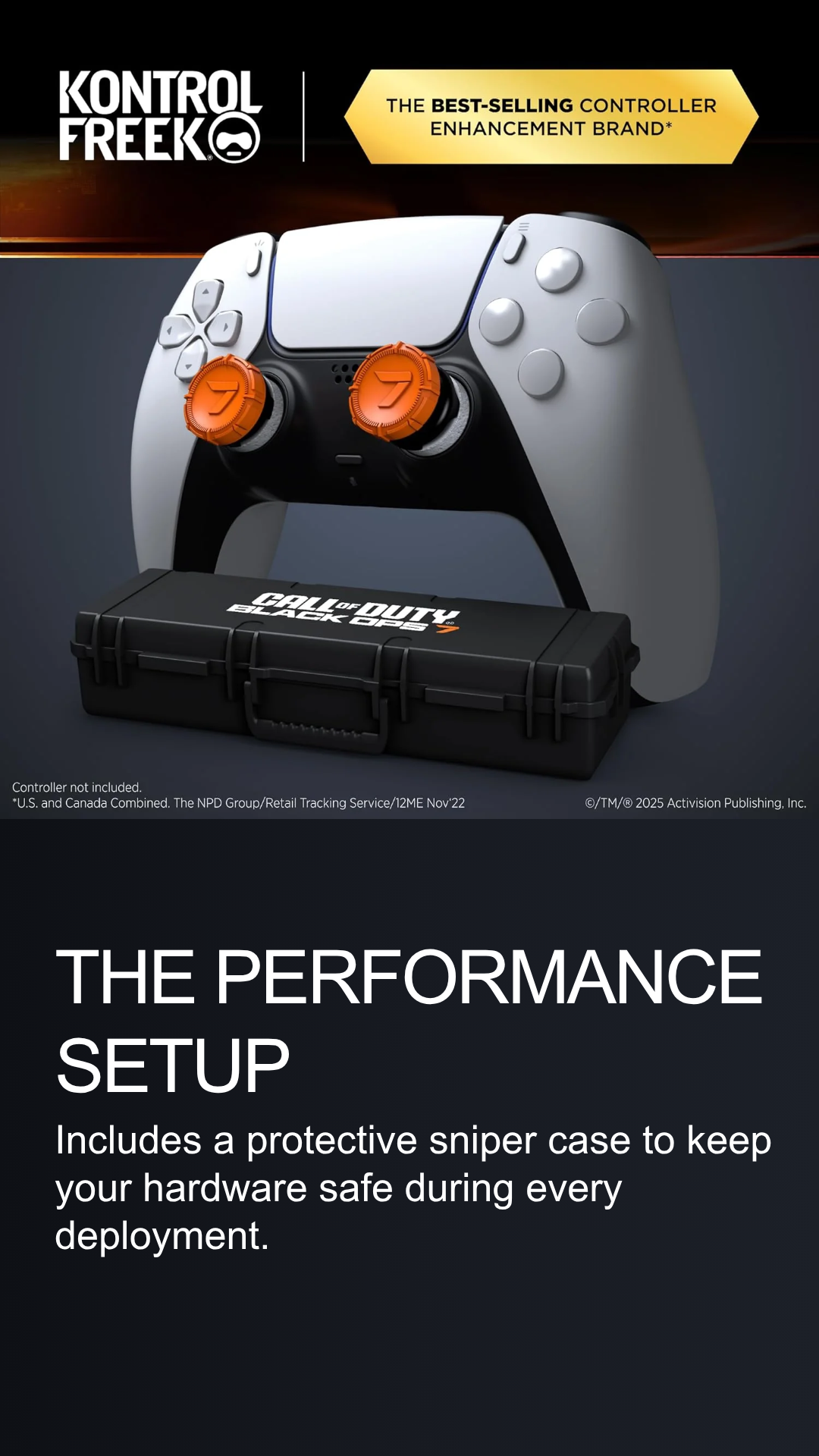 Sony PS5 DualSense Controller + Genuine KontrolFreek Black Ops FPS Kit Bundle