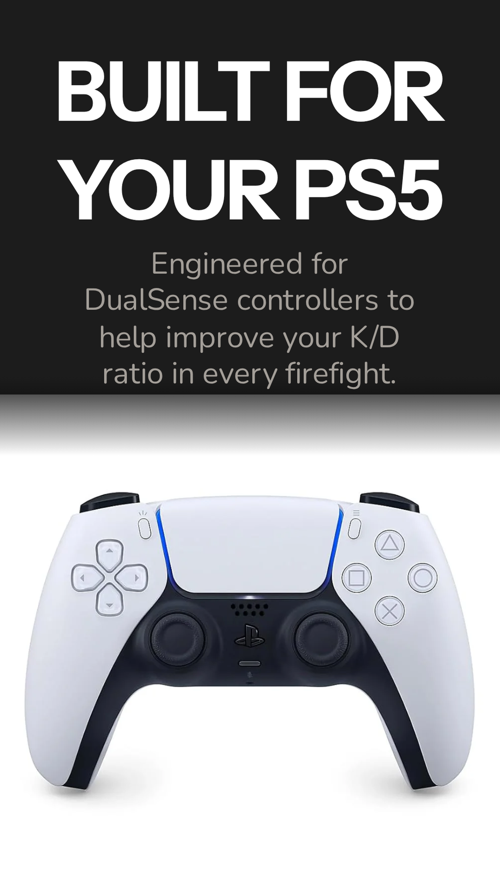 Sony PS5 DualSense Controller + Genuine KontrolFreek Black Ops FPS Kit Bundle