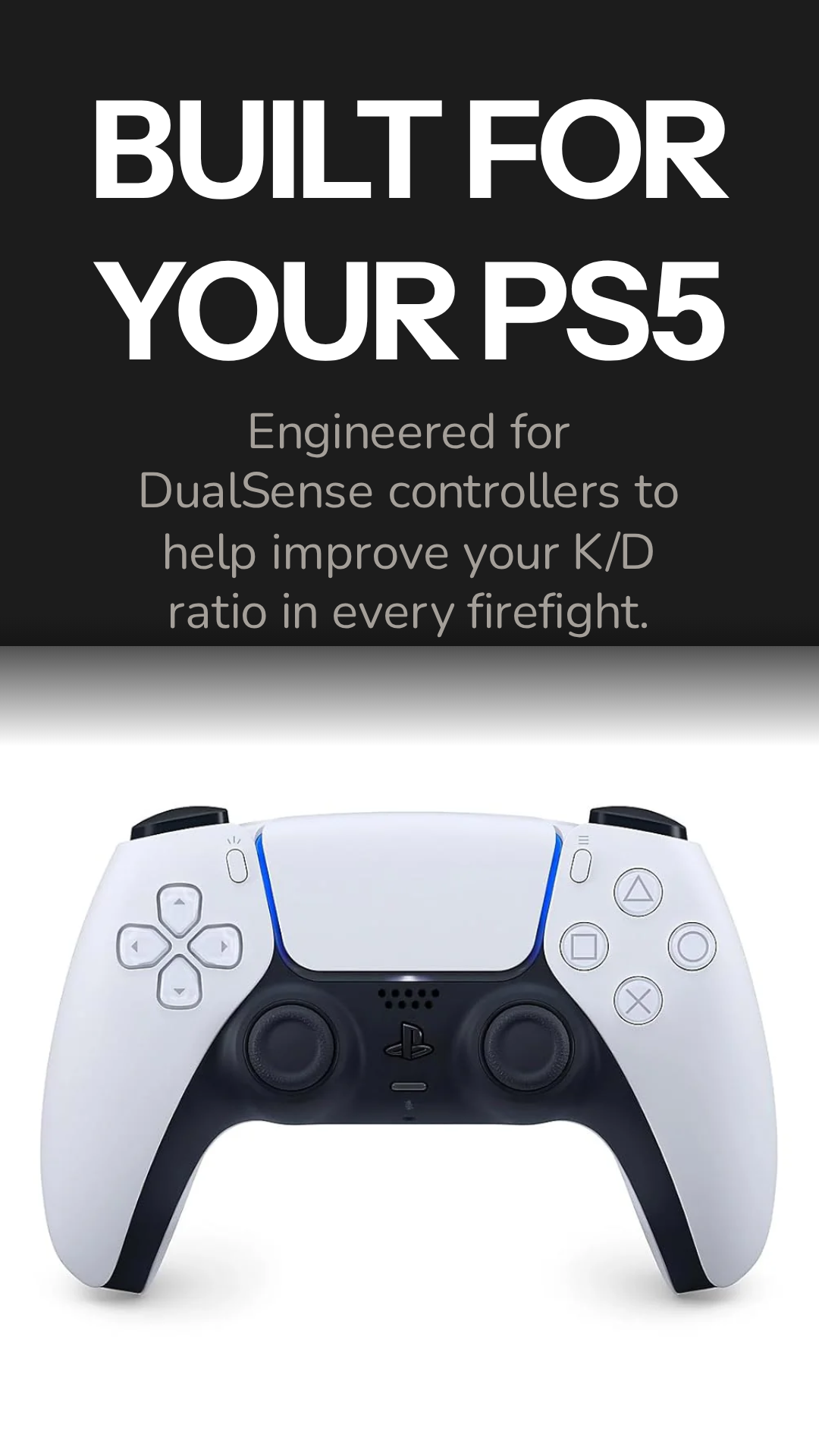 Sony PS5 DualSense Controller + Genuine KontrolFreek Black Ops FPS Kit Bundle