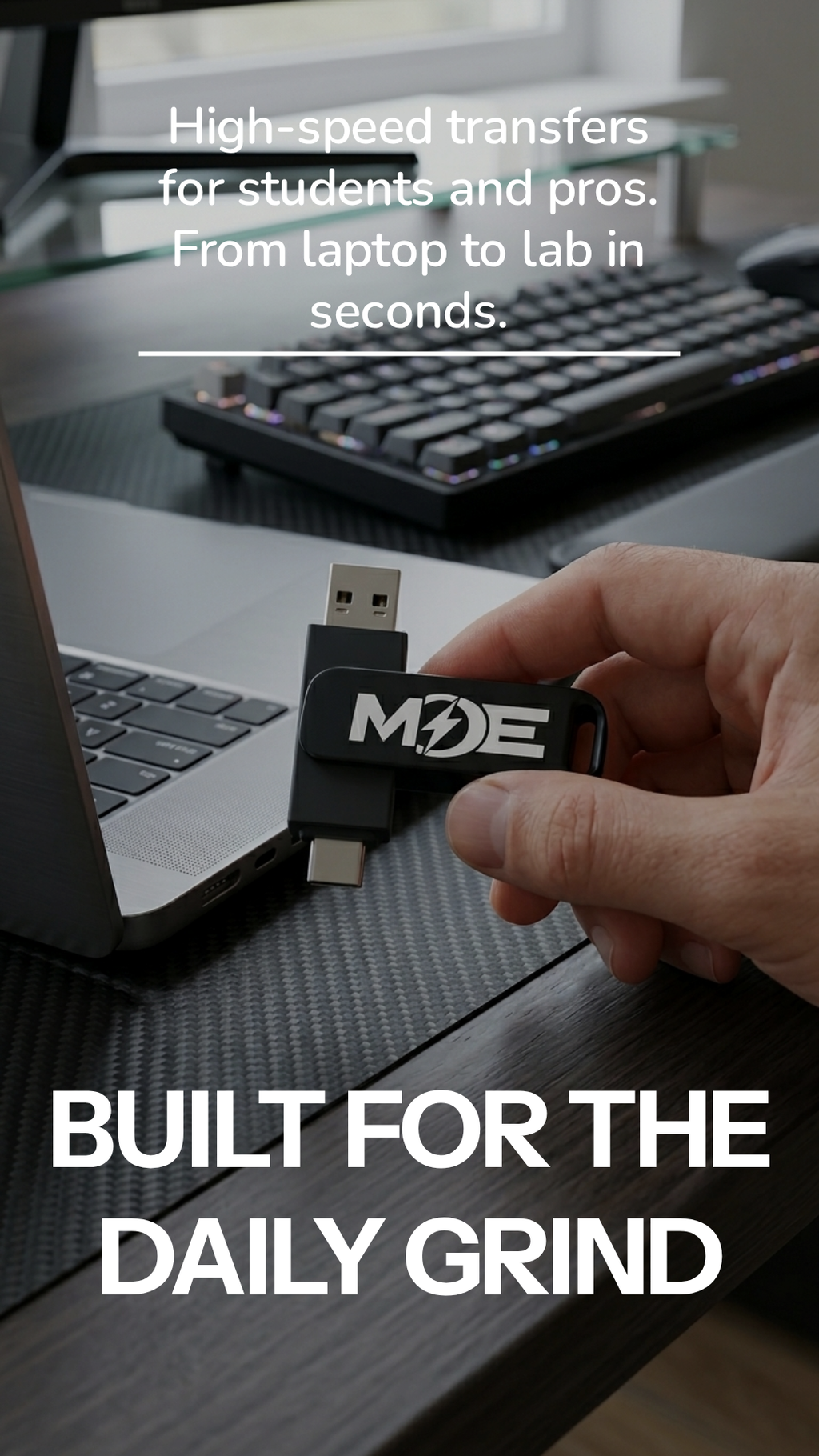 MDE 64GB 2-in-1 USB Flash Drive — USB-A & USB-C | Dual OTG | Metal Body