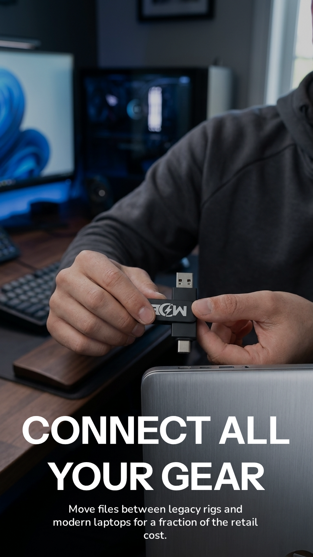 MDE 64GB 2-in-1 USB Flash Drive — USB-A & USB-C | Dual OTG | Metal Body